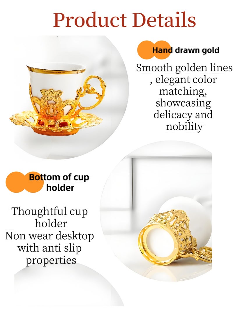 Ceramic Coffee Mugs  / Tea Cups 24K gold powder coloring Suitable for family party / family gatherings, home decoration, Family Daily,Business Reception and can also be used for gift boxes (Set of 6)  - Image 4