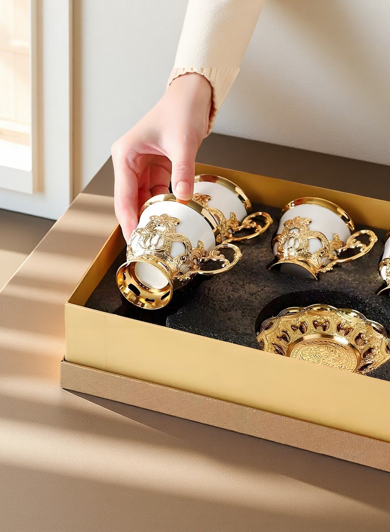 Ceramic Coffee Mugs  / Tea Cups 24K gold powder coloring Suitable for family party / family gatherings, home decoration, Family Daily,Business Reception and can also be used for gift boxes (Set of 6)  - Image 2
