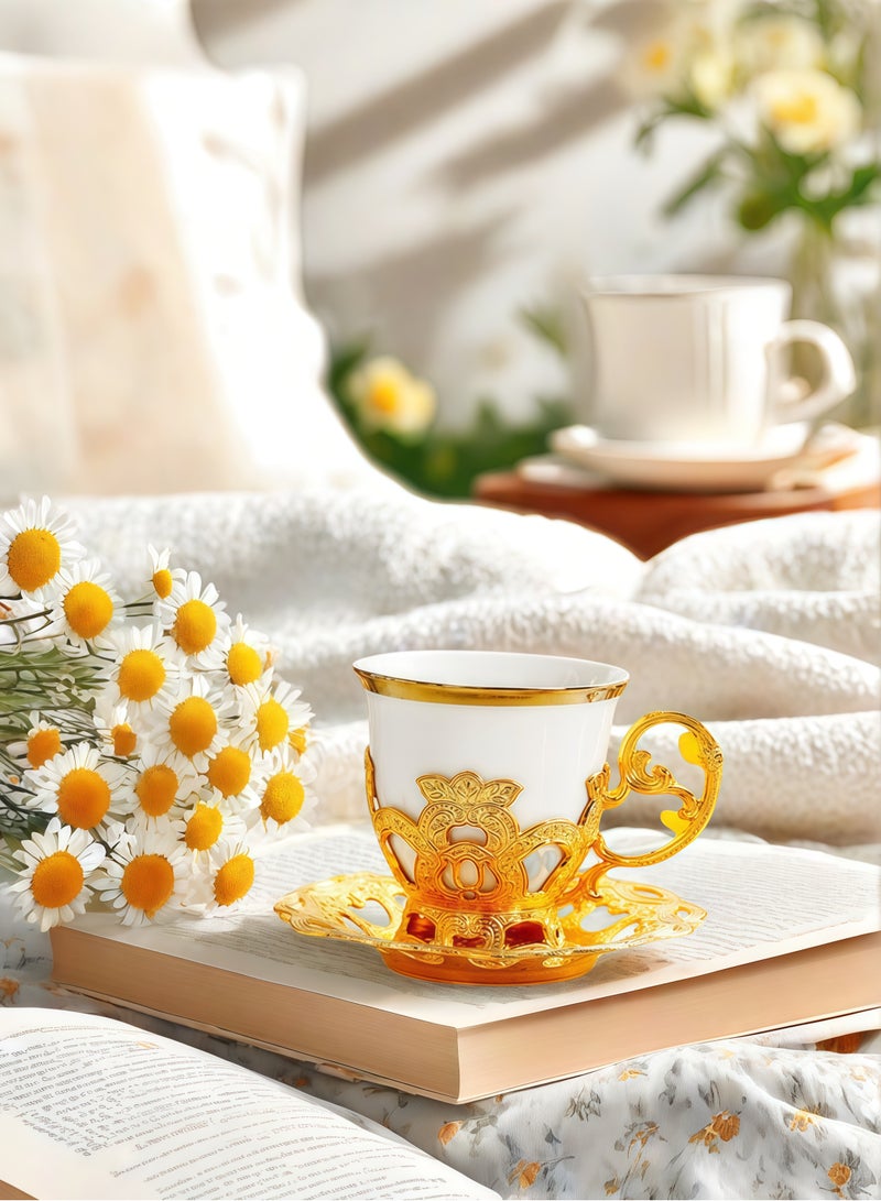 Ceramic Coffee Mugs  / Tea Cups 24K gold powder coloring Suitable for family party / family gatherings, home decoration, Family Daily,Business Reception and can also be used for gift boxes (Set of 6)  - Image 5