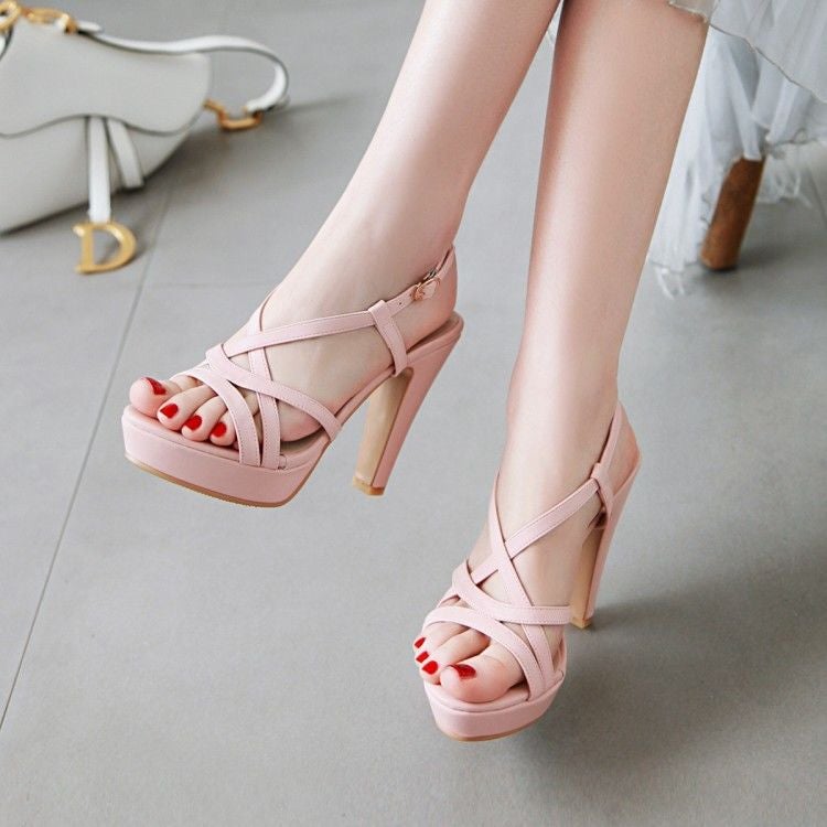 Women'S Waterproof Platform Summer Roman Women'S High Heel Sandals Women'S One Word Belt Thick Heel 20222022 Years Fairy - Image 5