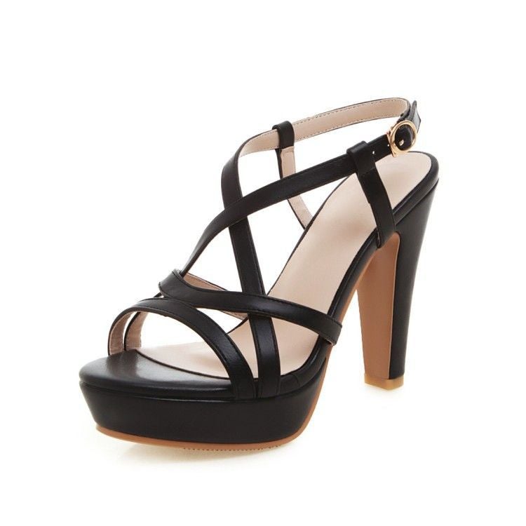 Women'S Waterproof Platform Summer Roman Women'S High Heel Sandals Women'S One Word Belt Thick Heel 20222022 Years Fairy - Image 1