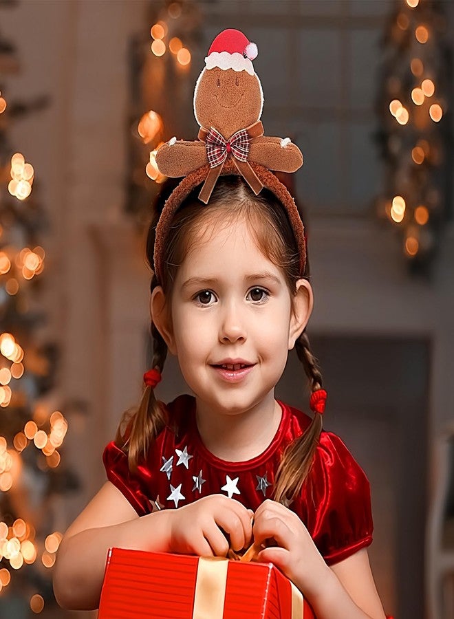 Doneace Christmas Headband Funny Gingerbread Man Hairband Comfortable Plush Gingerbread Man Headbands for Women Girls Winter Xmas Holiday Hair Decorations New Year Party Headwear Festival Accessories1PCS - Image 4