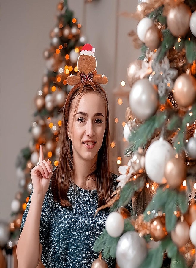 Doneace Christmas Headband Funny Gingerbread Man Hairband Comfortable Plush Gingerbread Man Headbands for Women Girls Winter Xmas Holiday Hair Decorations New Year Party Headwear Festival Accessories1PCS - Image 5