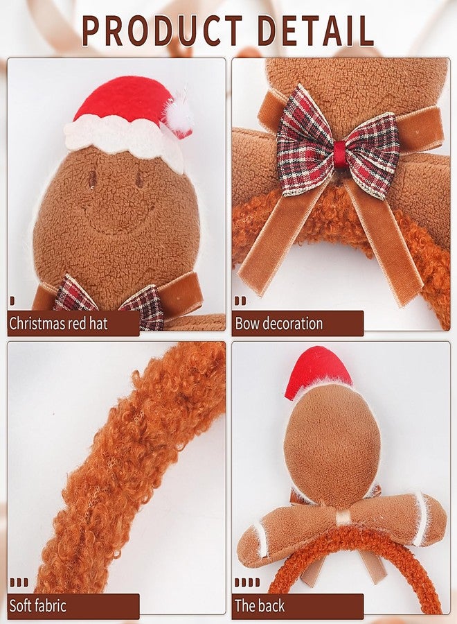 Doneace Christmas Headband Funny Gingerbread Man Hairband Comfortable Plush Gingerbread Man Headbands for Women Girls Winter Xmas Holiday Hair Decorations New Year Party Headwear Festival Accessories1PCS - Image 2