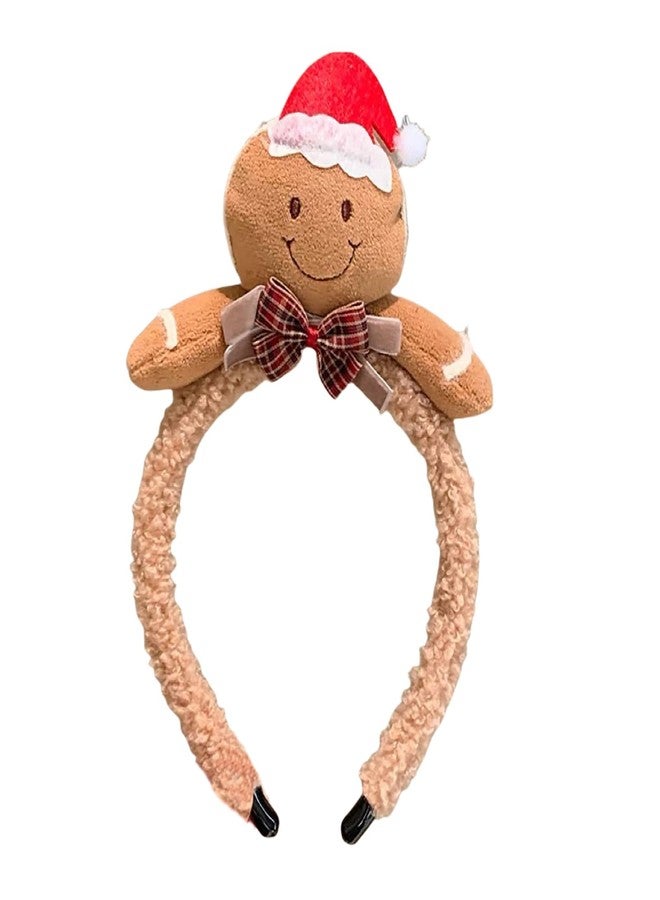Doneace Christmas Headband Funny Gingerbread Man Hairband Comfortable Plush Gingerbread Man Headbands for Women Girls Winter Xmas Holiday Hair Decorations New Year Party Headwear Festival Accessories1PCS - Image 1
