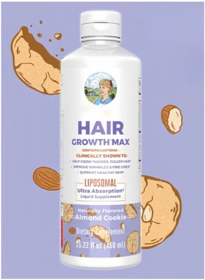 Hair Growth Max Liposomal Biotin,with Lustriva® + Biotin 10000mcg | Thicker Hair, Wrinkles, Fine Lines, Skin Care 450ml - Image 1
