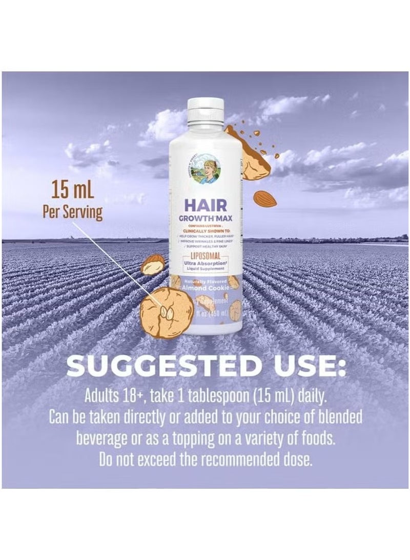 Hair Growth Max Liposomal Biotin,with Lustriva® + Biotin 10000mcg | Thicker Hair, Wrinkles, Fine Lines, Skin Care 450ml - Image 3