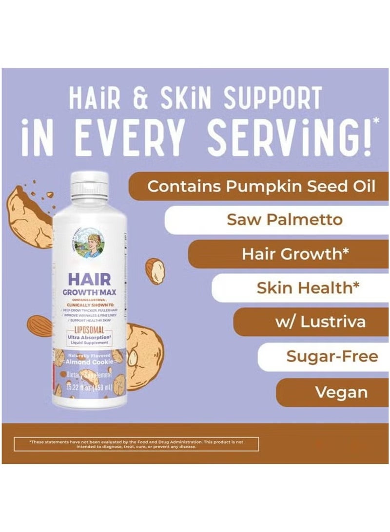 Hair Growth Max Liposomal Biotin,with Lustriva® + Biotin 10000mcg | Thicker Hair, Wrinkles, Fine Lines, Skin Care 450ml - Image 2