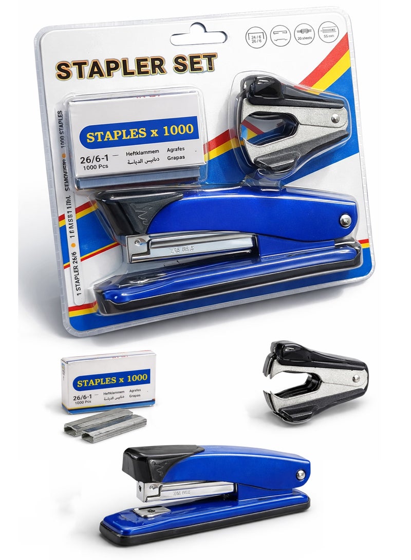 Stapler Set with Staples and Remover – Heavy Duty Metal Stapler Kit with 1000PCS Staples Smooth Office Desk Stapling Tool - Image 1