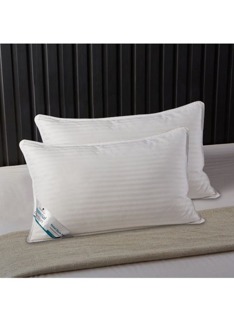 Cotton Pillow, Hotel Style, 1200 Gms, 2 Pieces, Size 50x75 cm, Cotton, Satin Stripes, Double Edge Stitched Premium Gel Fiber, Soft & Plush Bed Pillow