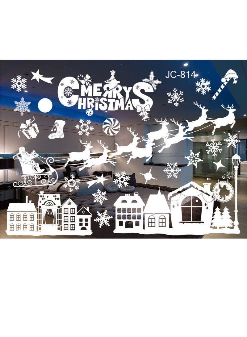 6pcs White Christmas Window Stickers Christmas Window Clings Decals Glass Stickers Christmas Decorations Christmas Window Stickers for Glass Windows Christmas Holiday - Image 2