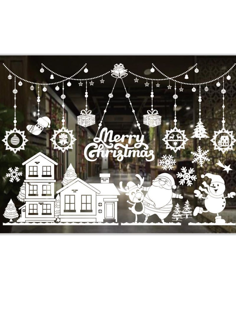 6pcs White Christmas Window Stickers Christmas Window Clings Decals Glass Stickers Christmas Decorations Christmas Window Stickers for Glass Windows Christmas Holiday - Image 3