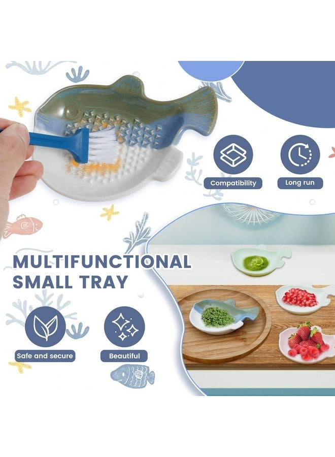 HOMESTAR 4Pcs Garlic Grater Plate, Fish Shape Ceramic Ginger Grater, Garlic Plate Ceramic, Multifunctional Grinding Disc, Dishwasher Safe for Chocolate, Cheese - Image 5