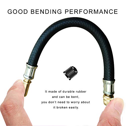 COOLWHEEL Tire Valve Extension Adapter - 2Pcs 160mm Flexible Rubber Tyre Valve Extension Pipe, Wheel Valve Extender Hose with Valve Cap Tire Accessories for Car, RV, Motorcycle, Truck and MTB Road Bike (160) - Image 4
