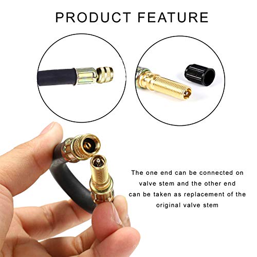 COOLWHEEL Tire Valve Extension Adapter - 2Pcs 160mm Flexible Rubber Tyre Valve Extension Pipe, Wheel Valve Extender Hose with Valve Cap Tire Accessories for Car, RV, Motorcycle, Truck and MTB Road Bike (160) - Image 3