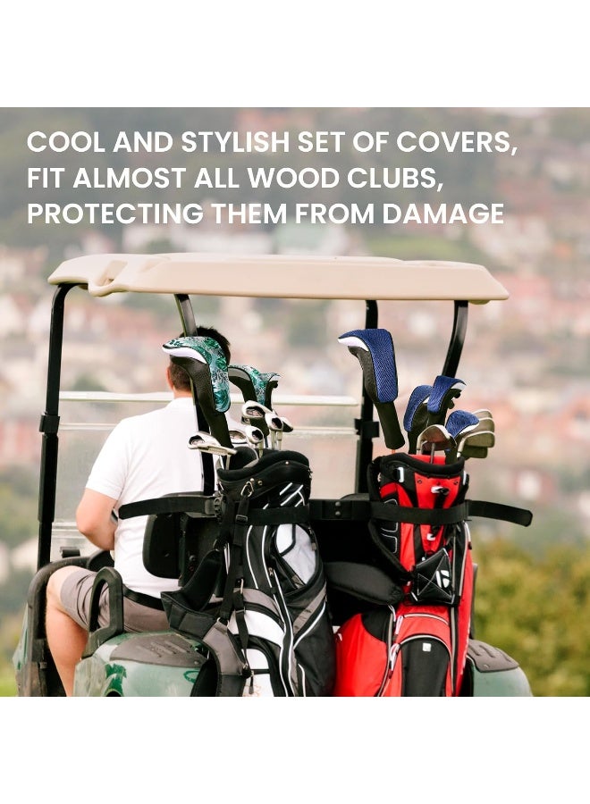 FINGER TEN FINGER TEN Golf Club Head Covers Woods Driver Fairway Hybrid 3/4/5 Set, Headcovers Men 1 3 5 7 X Interchangeable Number Tag, Fit All Wood Clubs (5 Pack-Blue(1D+2F+2H))  - Image 4