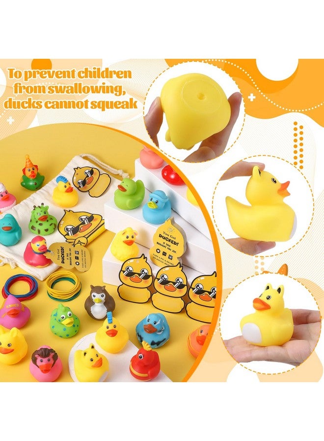 Prudiut Rubber Ducks Kits 30 Pcs Assorted Duckies with 30 Duck Tags and 40 Rubber Bands with Storage Bag Random Duckies for Car Ducking Decor, Baby Bath & Pool Toys, Party Favors - Image 3
