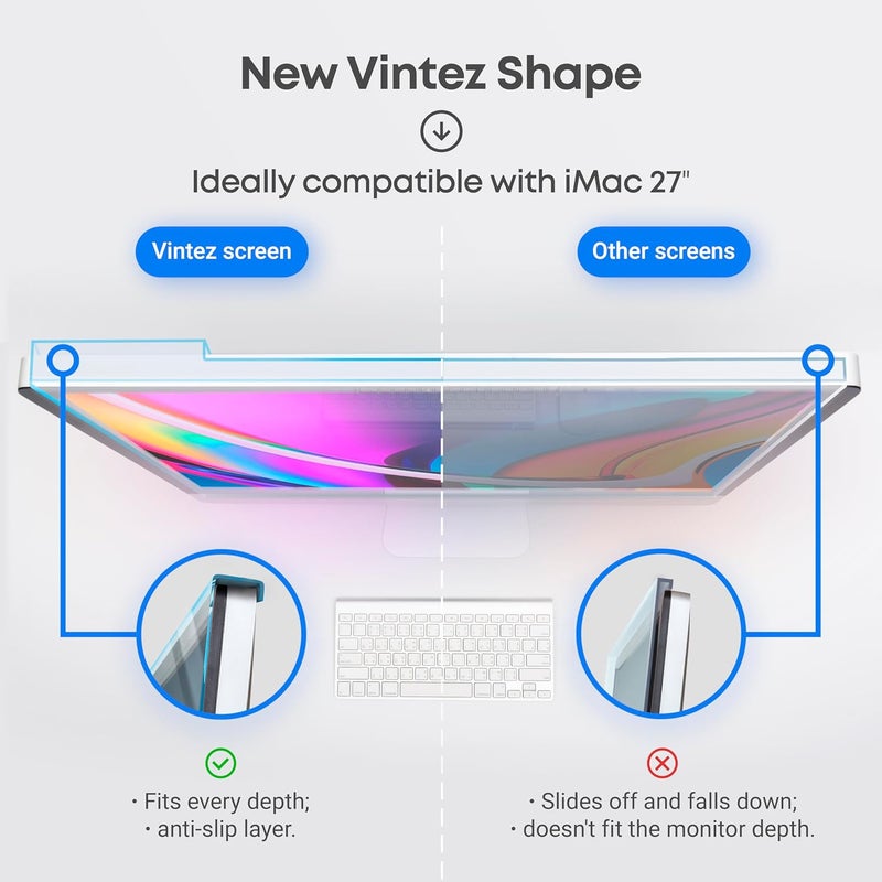 VINTEZ Blue Light Screen Protector Compatible With iMac 27 Inch (2012-2020) – Anti-UV Blue Light Blocking Film for Desktop PC, Eye Protection Filter, 24.1" x 15.1" - Image 4