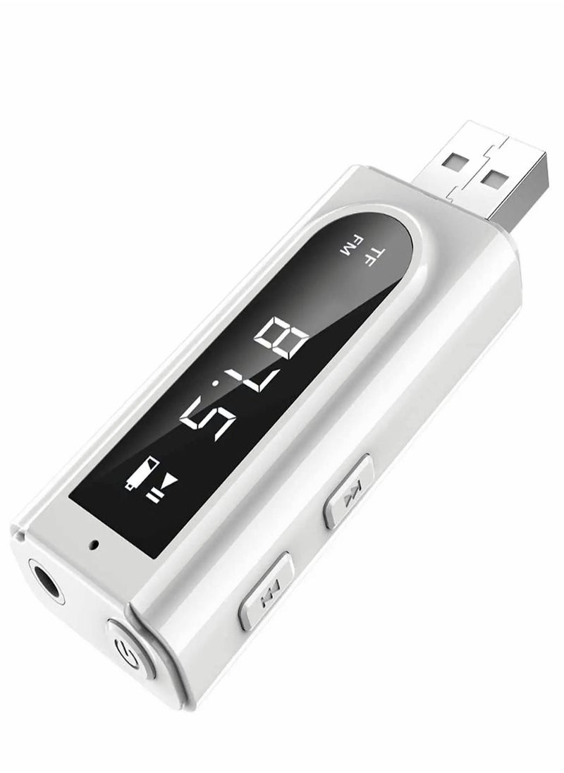 SYOSI USB Bluetooth Transmitter Receiver with LCD Screen, 3-in-1 Bluetooth 5.0 Adapter Support TF Card & FM Transmit,3.5mm Bluetooth Adapter for PC, TV, Wired Speaker, Headphones, and Car  - Image 1