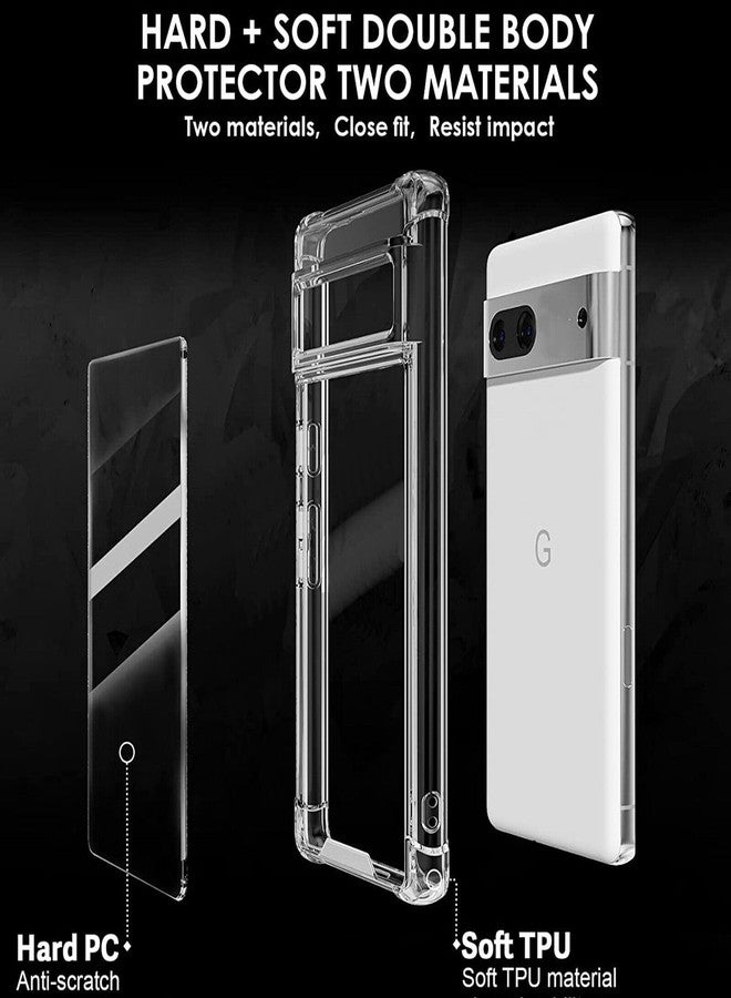 KIOMY جراب KIOMY لهاتف Google Pixel 7، مقاوم للصدمات، غطاء واقٍ بتصميم هجين، ظهر صلب من البولي كربونات + حافة مرتفعة من البولي يوريثين الحراري المرن، تصميم نحيف مع وسائد هوائية في الزوايا، شفاف تمامًا - Image 4