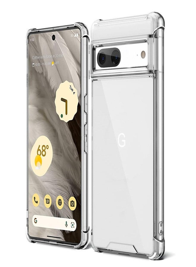 KIOMY جراب KIOMY لهاتف Google Pixel 7، مقاوم للصدمات، غطاء واقٍ بتصميم هجين، ظهر صلب من البولي كربونات + حافة مرتفعة من البولي يوريثين الحراري المرن، تصميم نحيف مع وسائد هوائية في الزوايا، شفاف تمامًا - Image 1