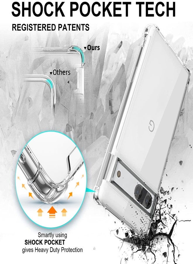 KIOMY جراب KIOMY لهاتف Google Pixel 7، مقاوم للصدمات، غطاء واقٍ بتصميم هجين، ظهر صلب من البولي كربونات + حافة مرتفعة من البولي يوريثين الحراري المرن، تصميم نحيف مع وسائد هوائية في الزوايا، شفاف تمامًا - Image 2