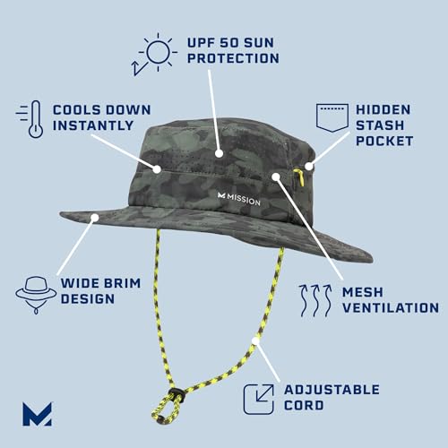 MISSION Cooling Anywhere Boonie Hat, Etched Camo Black Forest - Unisex Wide-Brim Hat for Men & Women - Lightweight & Durable - Cools Up to 2 Hours - UPF 50 Sun Protection - Machine Washable - Image 2