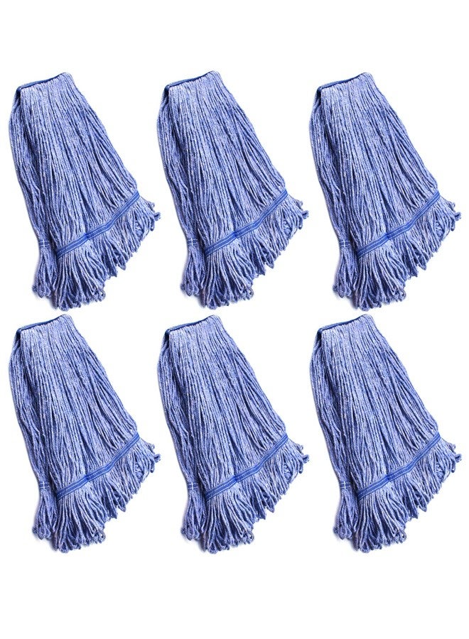 NIUBEE String Mop Heads Replacement Heavy Duty Commercial Grade Blue Cotton Looped End Wet Industrial Cleaning Mop Head Refills (6, Large) - Image 1