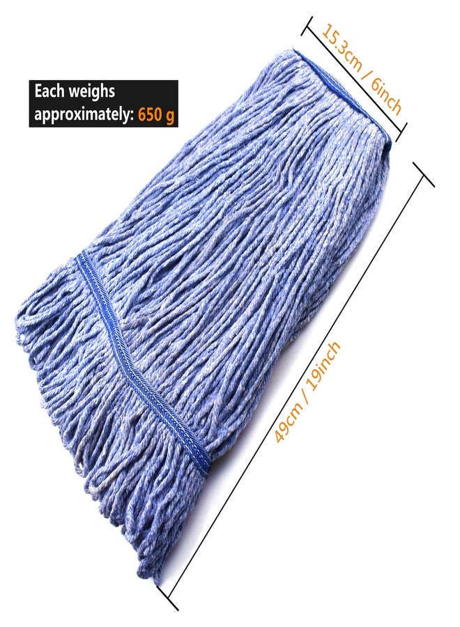 NIUBEE String Mop Heads Replacement Heavy Duty Commercial Grade Blue Cotton Looped End Wet Industrial Cleaning Mop Head Refills (6, Large) - Image 5