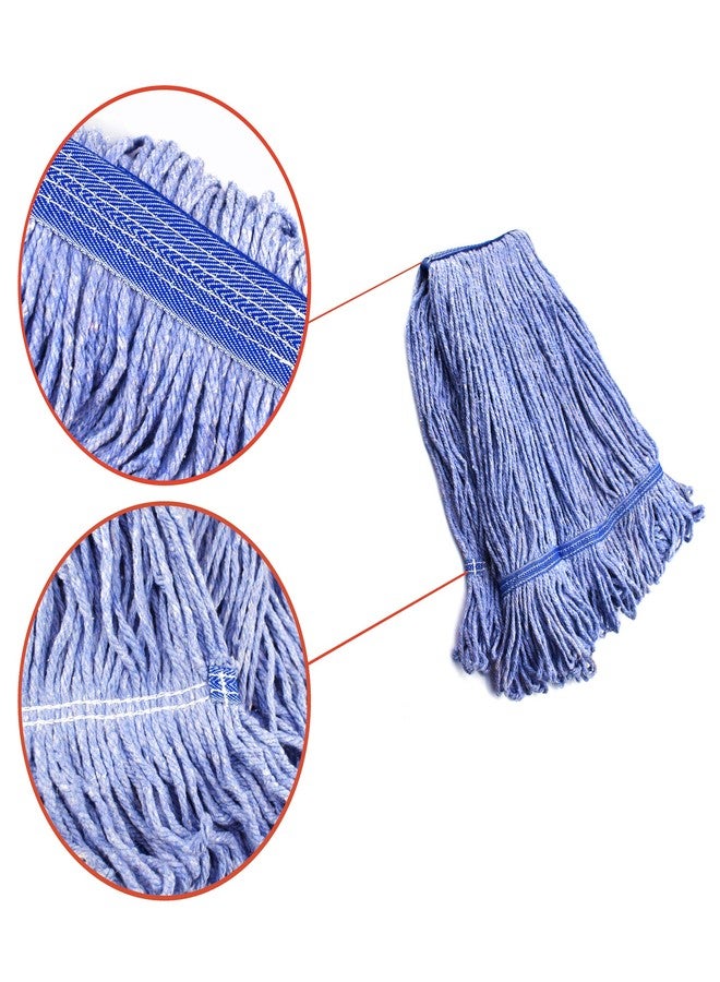 NIUBEE String Mop Heads Replacement Heavy Duty Commercial Grade Blue Cotton Looped End Wet Industrial Cleaning Mop Head Refills (6, Large) - Image 3