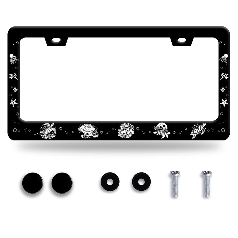 Omw2fyb Personalise Sea Turtle License Plate Frame Marine Life License Plate Holder Funny Car Universal Stainless Steel Accessories Cars Decor with Screws 2 Holes Fits Standard Us Vehicles Size 122 X 6 Inch - Image 3