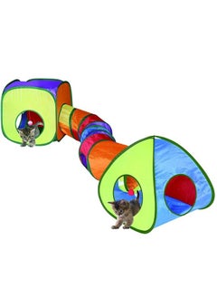 Cat Tunnel Toy And Cubes Combo, Cat Tunnels For Indoor Cats With Play Ball, Interactive Crinkle Collapsible Tent And Cubes, Cat Tube For Puppy Pet Rabbit All In One Set Of 3