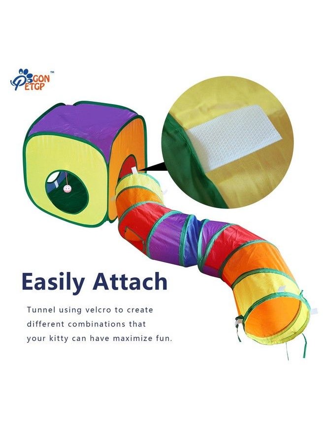 Generic - Cat Tunnel Toy And Cubes Combo, Cat Tunnels For Indoor Cats With Play Ball, Interactive Crinkle Collapsible Tent And Cubes, Cat Tube For Puppy Pet Rabbit All In One Set Of 3 - Image 1