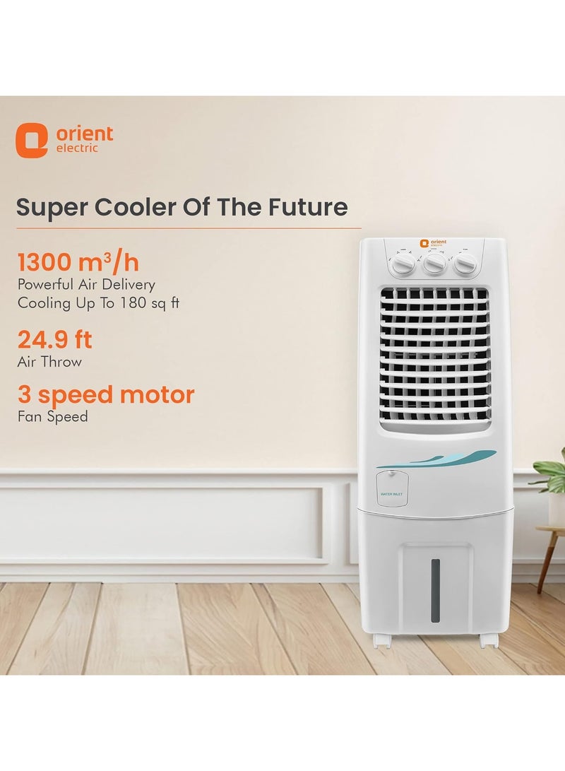 Orient Electric Supercool 30 L Personal Air Cooler home | Dense nest Honeycomb Pads with Dust Filter | Powerful Air Delivery | Portable Air Cooler for Room | Inverter compatible | White