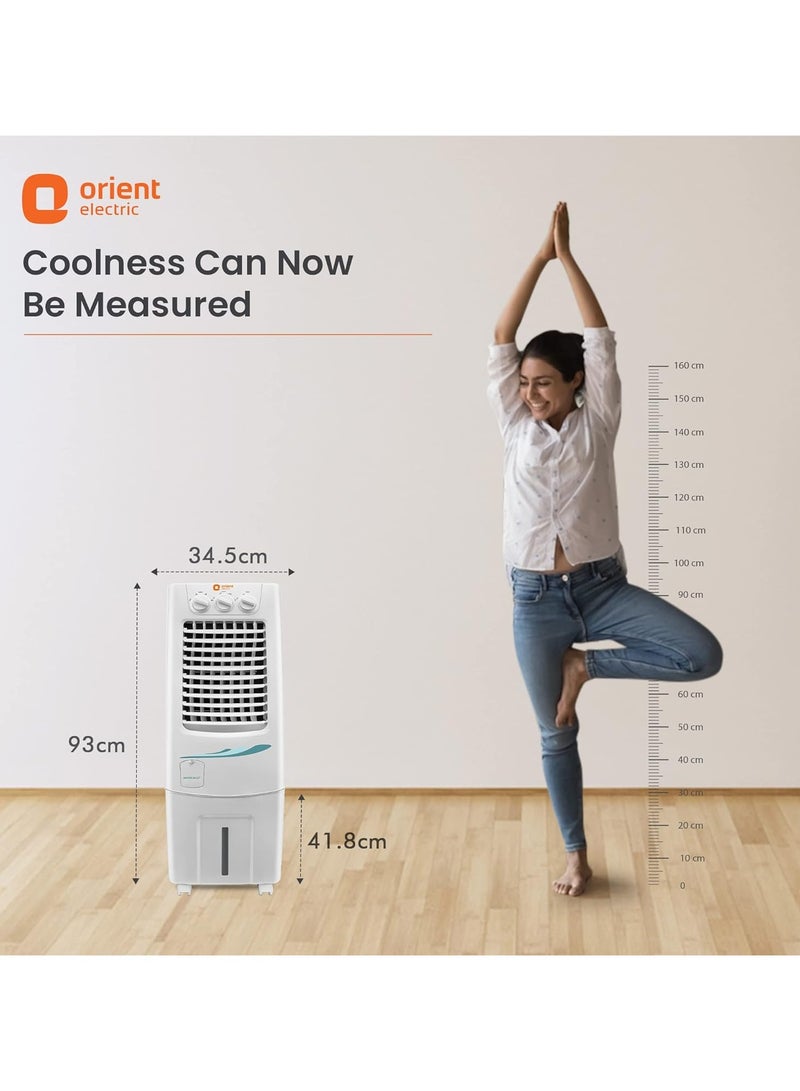Orient Electric Supercool 30 L Personal Air Cooler home | Dense nest Honeycomb Pads with Dust Filter | Powerful Air Delivery | Portable Air Cooler for Room | Inverter compatible | White