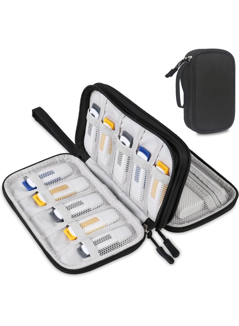Lacdo USB Flash Drive Case Thumb Drive Holder Case Organizer Portable Electronic Accessories Storage Bag for SanDisk/SamData/Samsung USB Flash Drives Jump Drive Memory Stick, SD Card, Cable, Black - Image 1