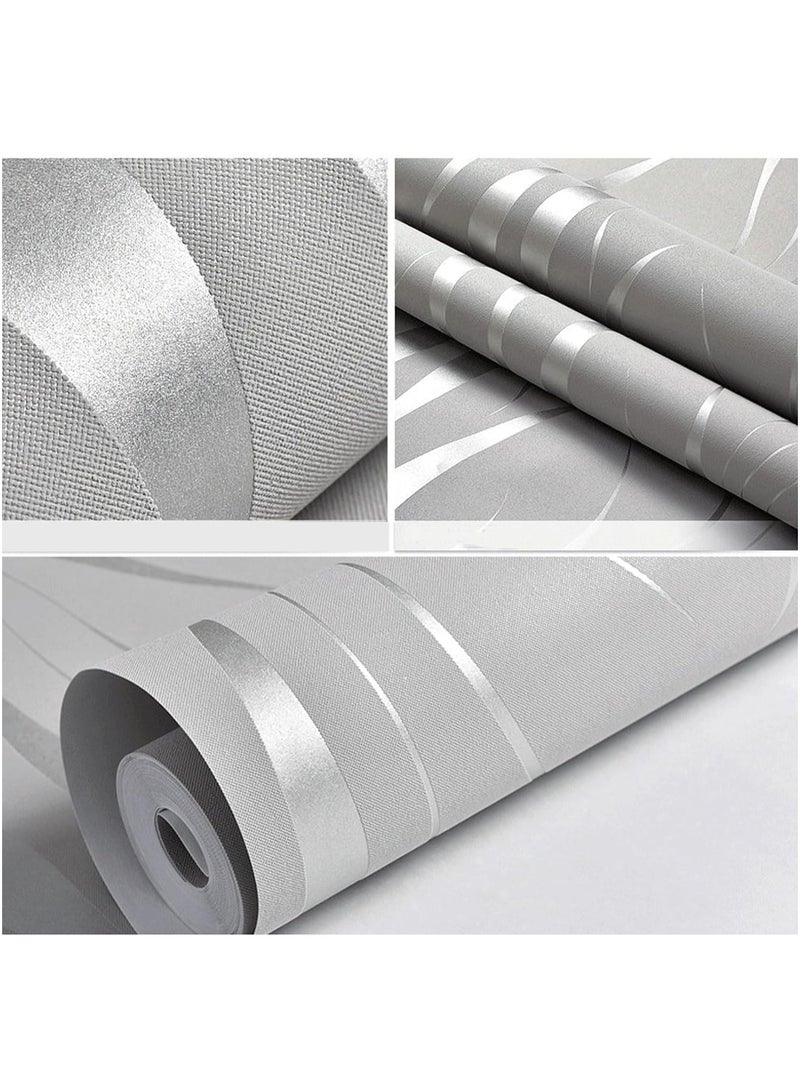 Decorative Wall Stickers,Non-Woven 3D Print Embossed Stripe Fashion Wall Stickers Decor for Livingroom,Bedroom and Office,20.8inch x 393.7inch (grey) - Image 1