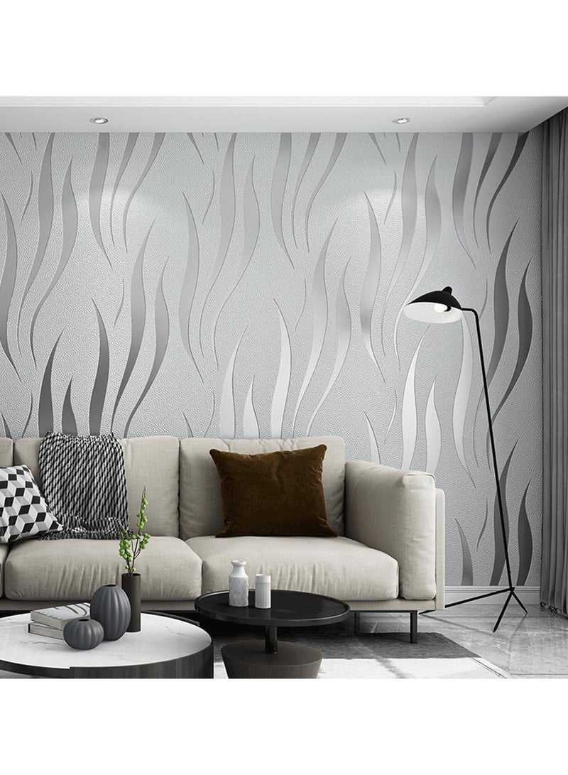 Decorative Wall Stickers,Non-Woven 3D Print Embossed Stripe Fashion Wall Stickers Decor for Livingroom,Bedroom and Office,20.8inch x 393.7inch (grey) - Image 4