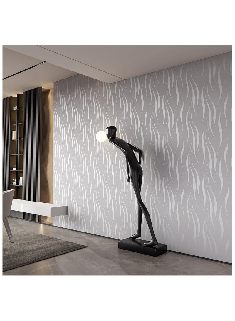 Decorative Wall Stickers,Non-Woven 3D Print Embossed Stripe Fashion Wall Stickers Decor for Livingroom,Bedroom and Office,20.8inch x 393.7inch (grey) - Image 5