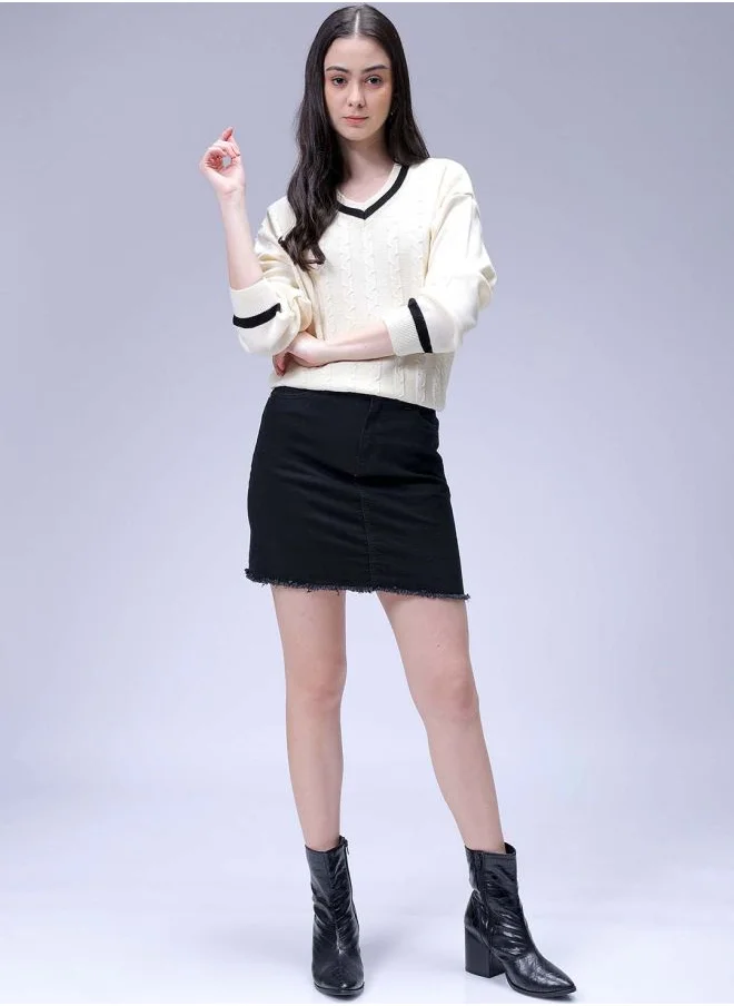 Freehand Women Loose Fit Solid Long Sweater