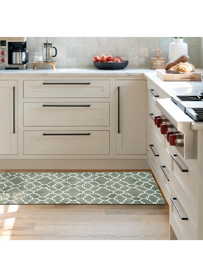 FRESHMINT Kitchen Mat Set of 2, Anti-Fatigue Cushioned Kitchen Mats for Floor, Waterproof Non Slip Comfort Standing Mat, Boho Kitchen Rug for Kitchen Decor, Sink, Office, 17"x30"+17"x47", Sage Green - Image 2
