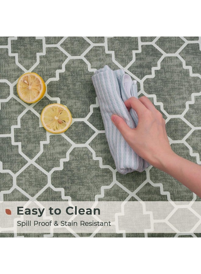 FRESHMINT Kitchen Mat Set of 2, Anti-Fatigue Cushioned Kitchen Mats for Floor, Waterproof Non Slip Comfort Standing Mat, Boho Kitchen Rug for Kitchen Decor, Sink, Office, 17"x30"+17"x47", Sage Green - Image 4