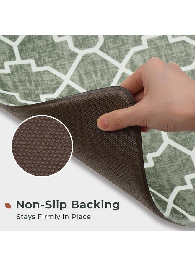 FRESHMINT Kitchen Mat Set of 2, Anti-Fatigue Cushioned Kitchen Mats for Floor, Waterproof Non Slip Comfort Standing Mat, Boho Kitchen Rug for Kitchen Decor, Sink, Office, 17"x30"+17"x47", Sage Green - Image 5
