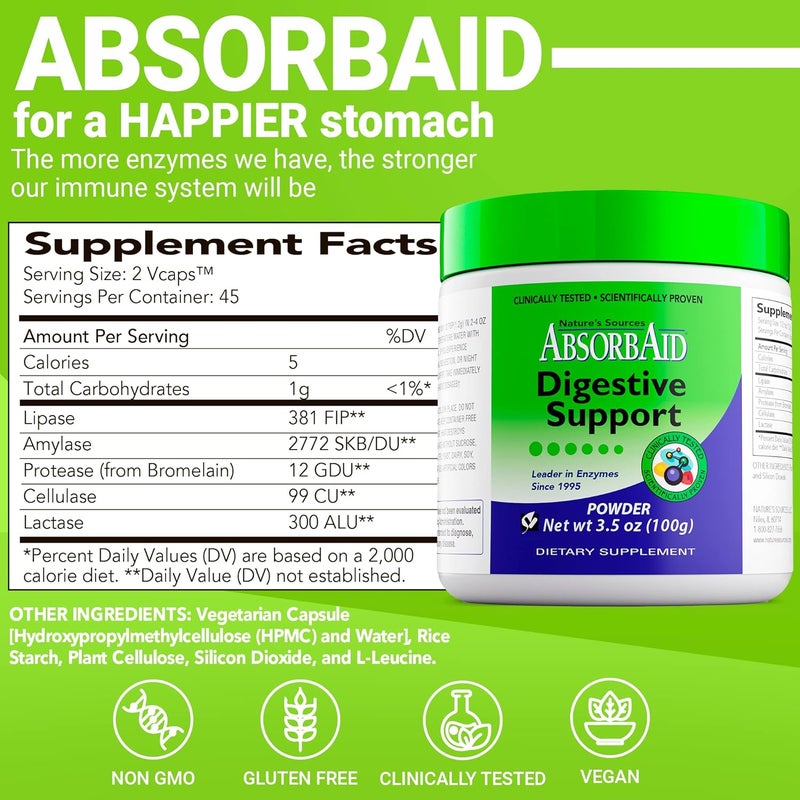 AbsorbAid Digestive Support Powder - 3.5 Ounce Dietary Supplement for Digestive Health - Image 3
