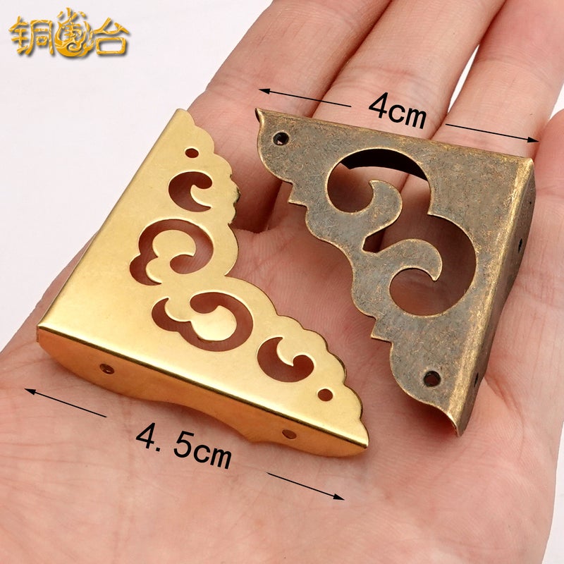 8Cm Short Side Pure Copper Corner Xiangyun Corner Furniture Accessories Short Side Three Side Copper Corner Sheet Three Side Corner - Image 4