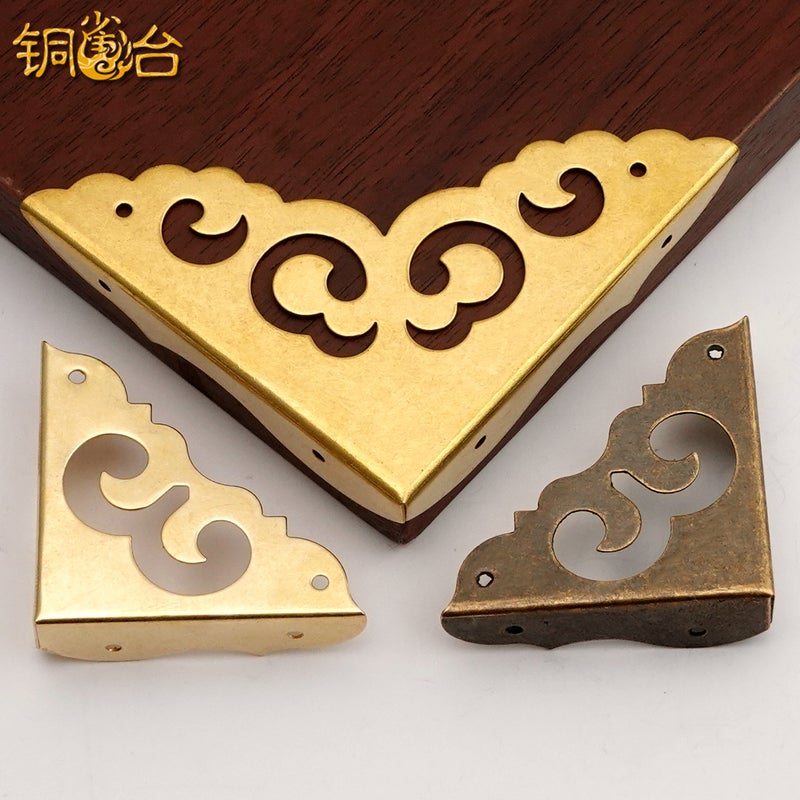 8Cm Short Side Pure Copper Corner Xiangyun Corner Furniture Accessories Short Side Three Side Copper Corner Sheet Three Side Corner - Image 2
