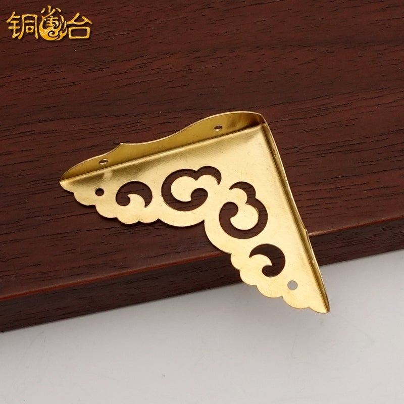 8Cm Short Side Pure Copper Corner Xiangyun Corner Furniture Accessories Short Side Three Side Copper Corner Sheet Three Side Corner - Image 3