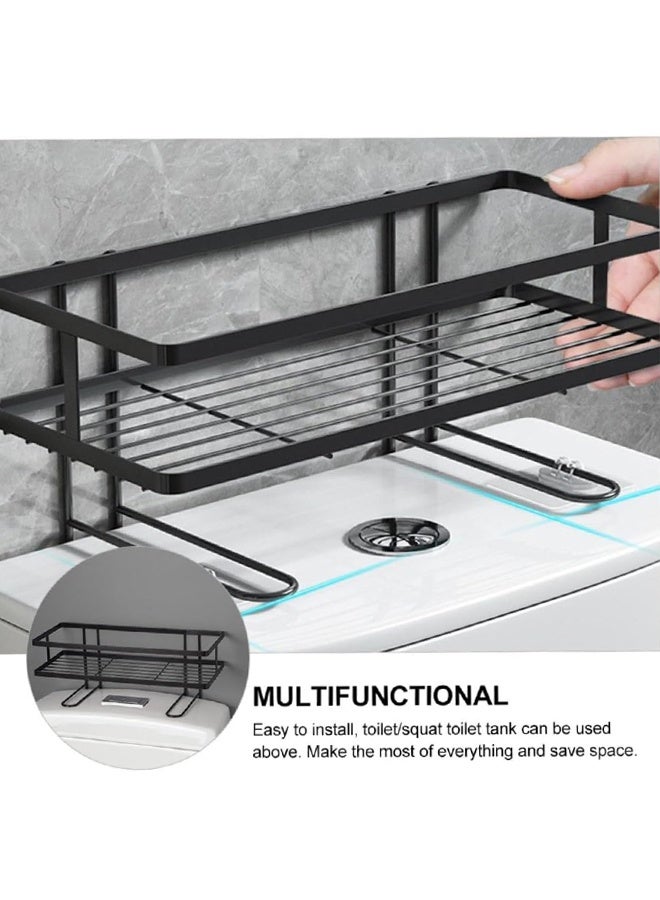 هومستر فوق رف تخزين المرحاض, حامل ورق المرحاض الوقوف الرفوف, رف تخزين الحمام الخالي من الكلمة مع 2 خطايات, منظمي المساحة الصغيرة للحمام, المنزل, سطح الحامل, الأسود - Image 4