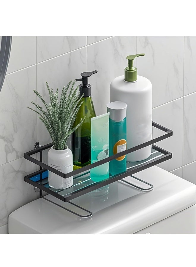 هومستر فوق رف تخزين المرحاض, حامل ورق المرحاض الوقوف الرفوف, رف تخزين الحمام الخالي من الكلمة مع 2 خطايات, منظمي المساحة الصغيرة للحمام, المنزل, سطح الحامل, الأسود - Image 2