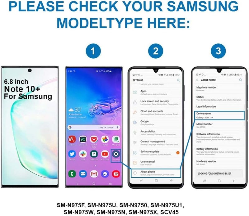 أم موبيل حامل درج بطاقة SIM المزدوجة من بديل متوافق مع Samsung Galaxy Note 10 Plus 2019 - يشمل حشية مطاطية ودبوس SIM - أزرق - Image 5
